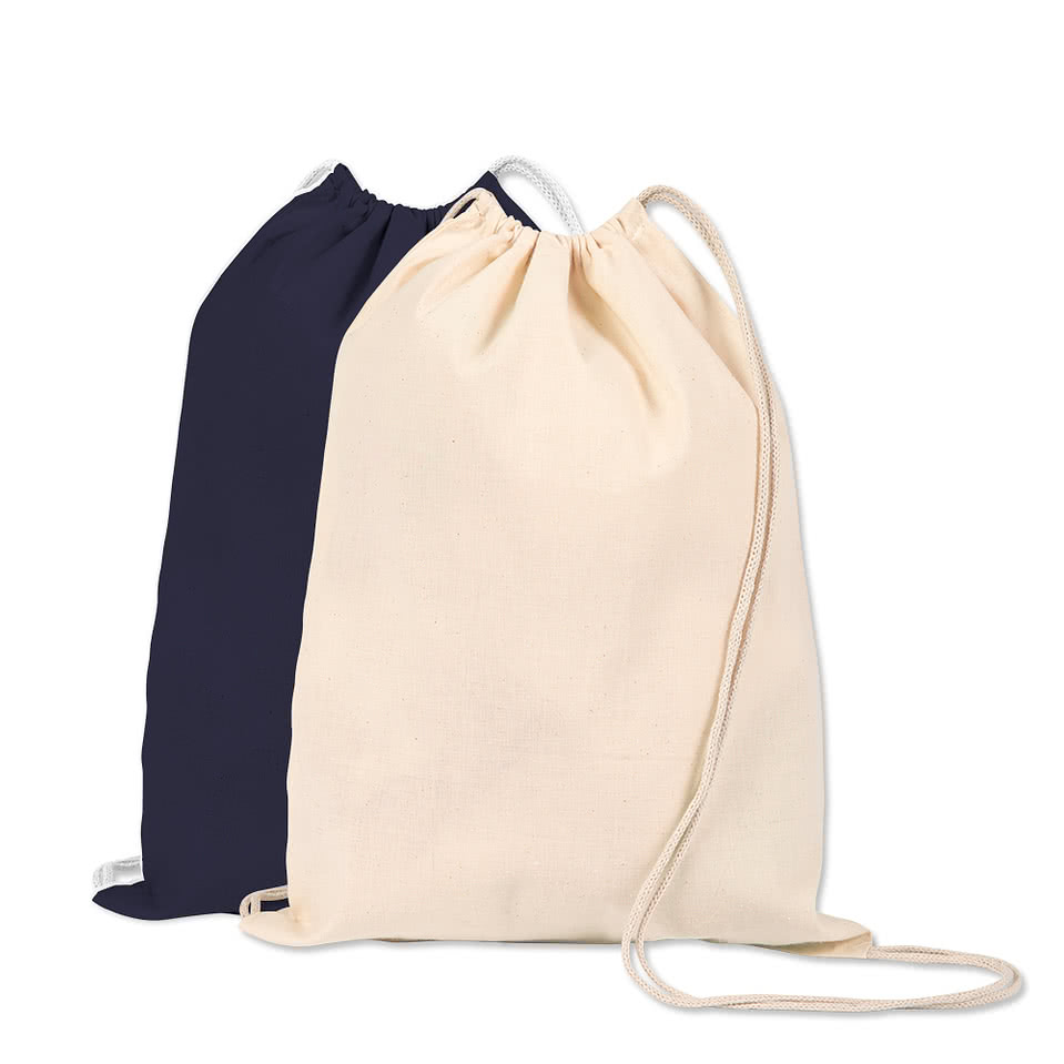 100% Natural Cotton Canvas Mini Drawstring Bag Perfect Lightweight Festival Backpack TBF_DRANC_12_Bag 